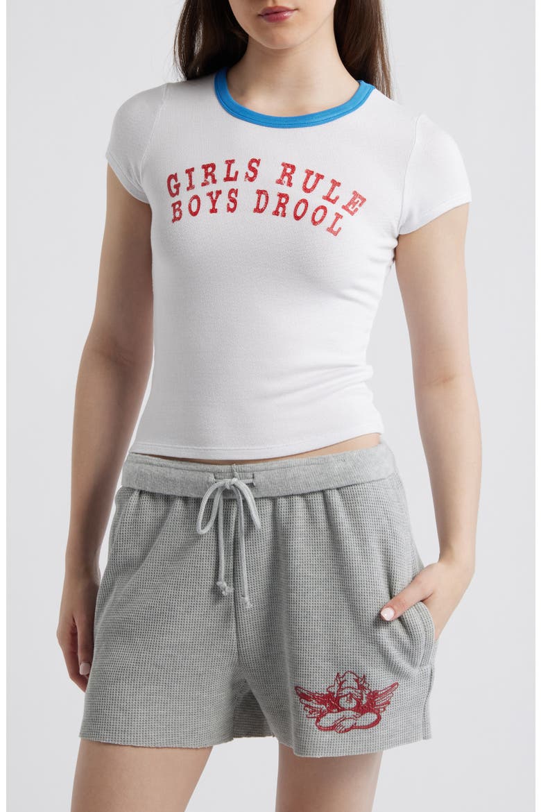 Girls Rule Boys Drool T-Shirt, Main, color, WHITE