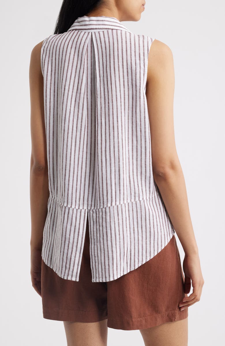 Cloth & Stone Split Back Stripe Sleeveless Button-Up Shirt, Alternate, color, Cocoa Brown Stripe