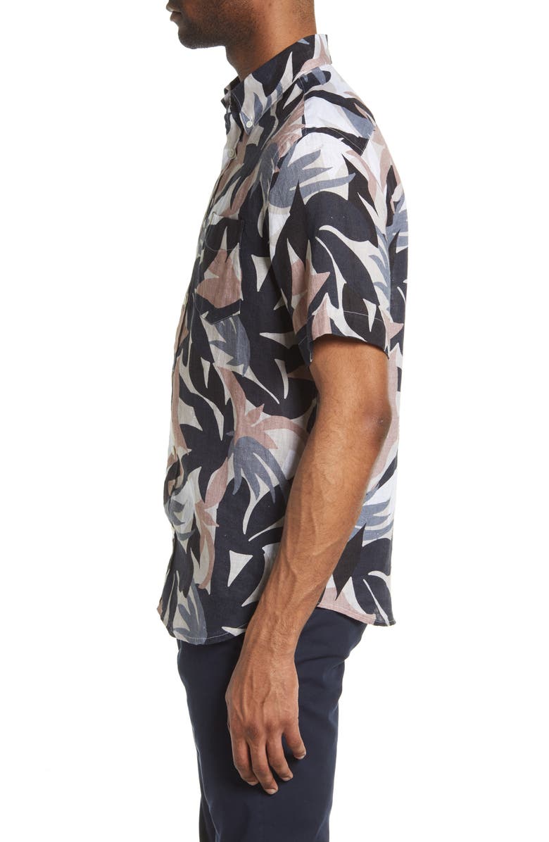 NN07 Tyrion Short Sleeve Linen Button-Down Shirt, Alternate, color,