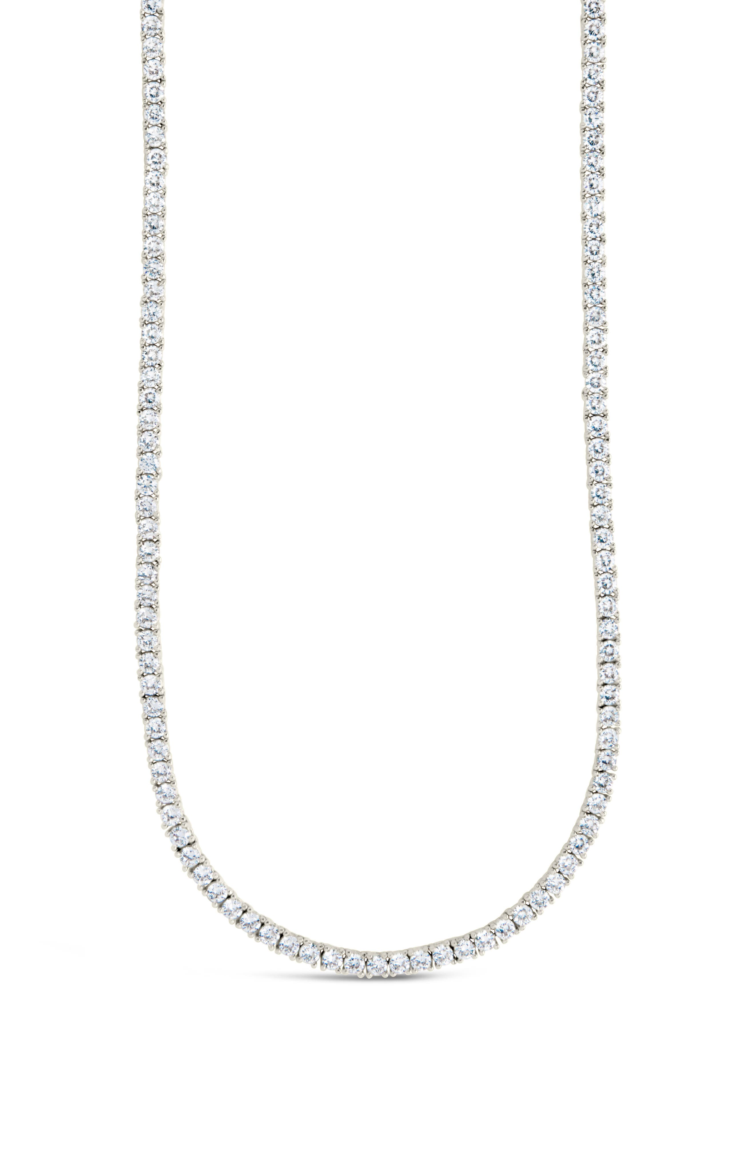 Sterling Forever Cubic Zirconia Tennis Necklace