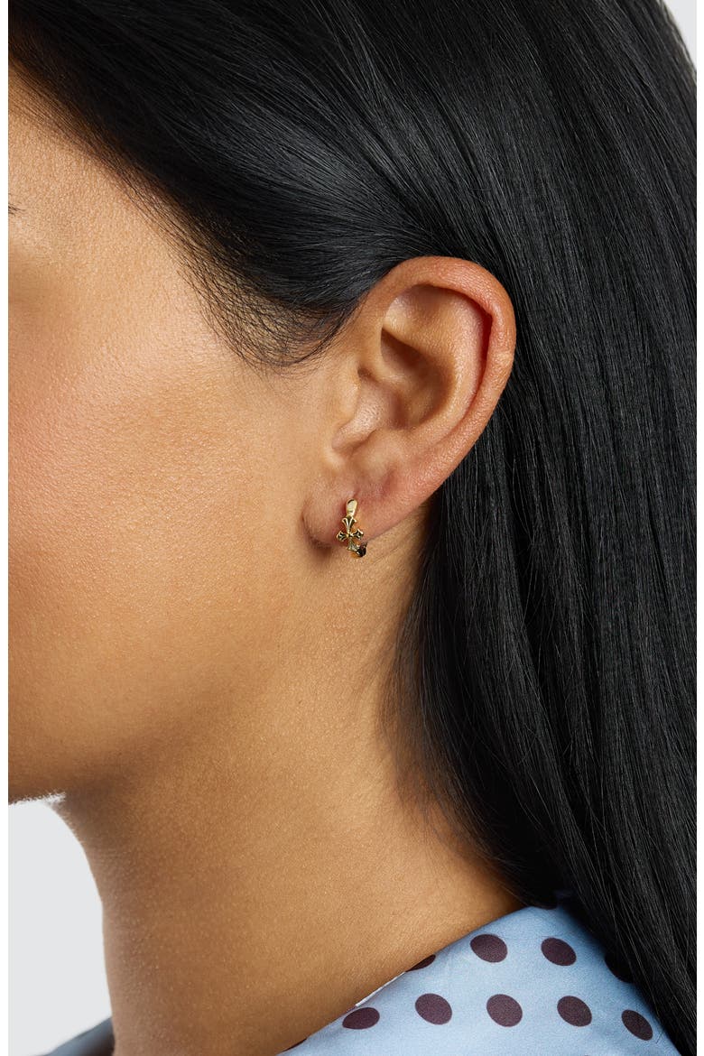 Cross Huggie Hoop Earrings, Alternate, color, GOLD