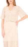 Parker Eyelet Lace V-Neck Short Sleeve Top