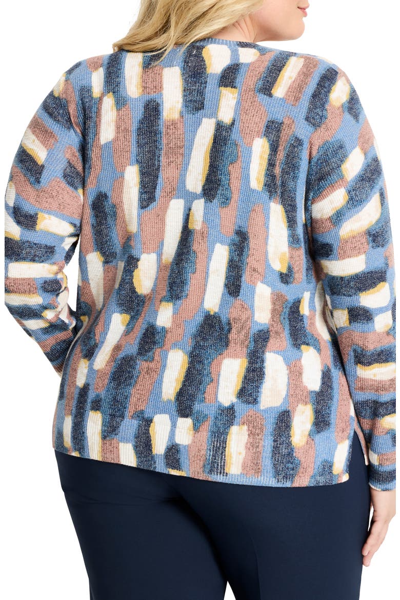 Brushstrokes Waffle Stitch V-Neck Sweater, Alternate, color, NEUTRAL MULTI