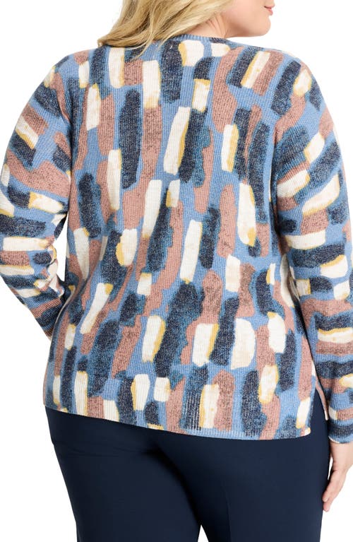 Nic + Zoe Nic+zoe Brushstrokes Waffle Stitch V-neck Sweater In Multi