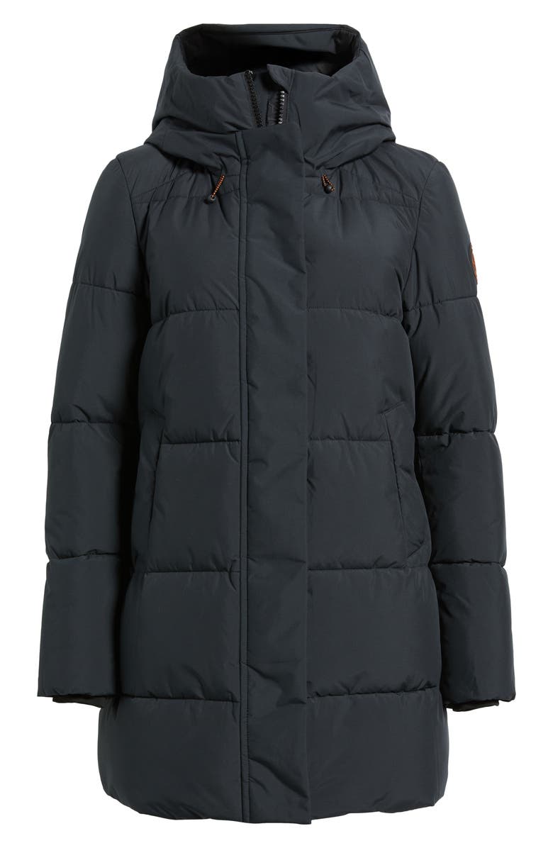 Save The Duck Bethany Waterproof Hooded Quilted Parka, Alternate, color, Black