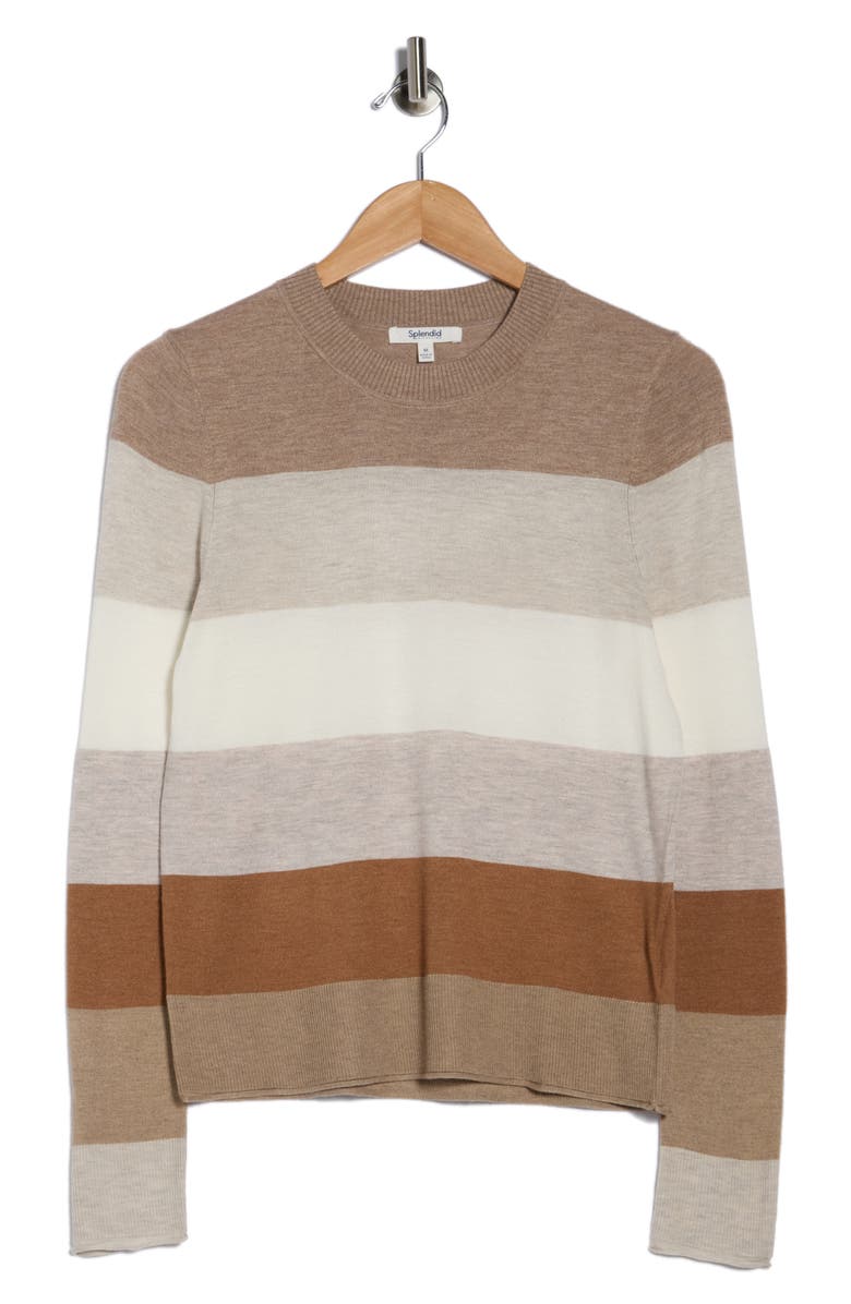 Splendid Georgie Stripe Sweater, Main, color, Ivory Camel Heather