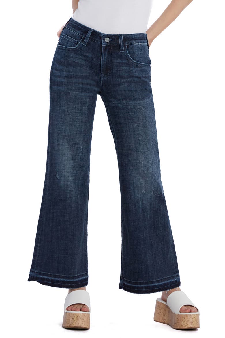 Ruby Release Hem Relaxed Flare Leg Jeans, Main, color, DEEP BLUE