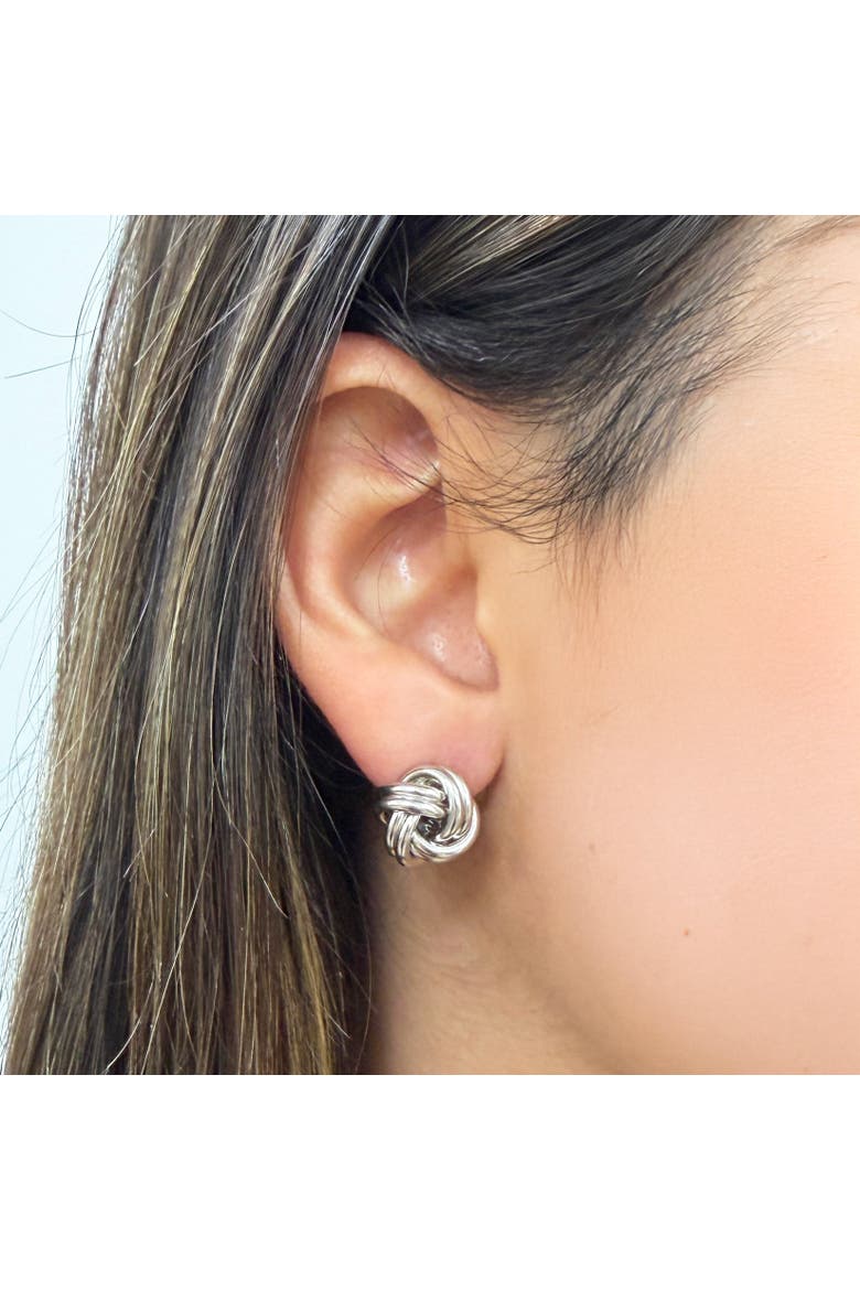 Large Polished Knot Stud Earring, Alternate, color, Sterling Silver