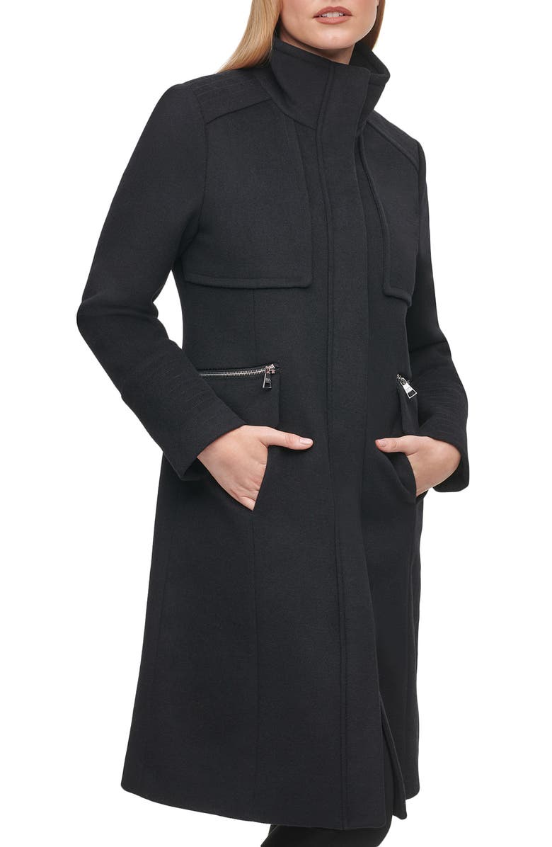 KARL LAGERFELD PARIS Officer Wool Blend Coat, Alternate, color, 