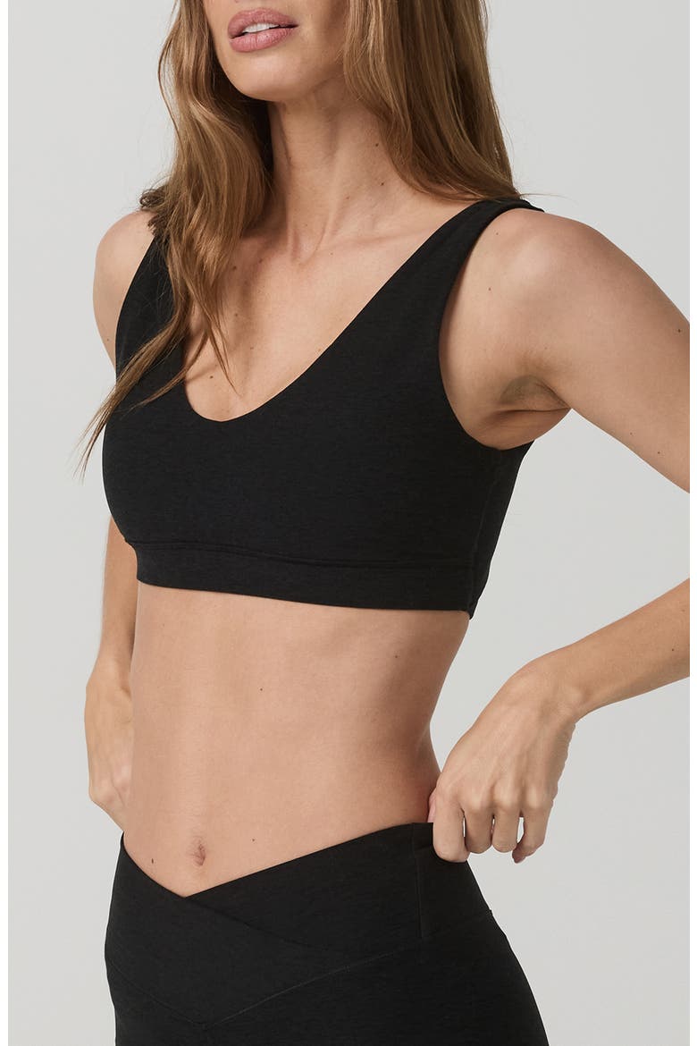 Elevation Rhythm Cutout Sports Bra, Alternate, color, BLACK HEATHER