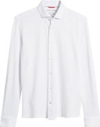 Stone Rose Solid Performance Piqué Button-Up Shirt