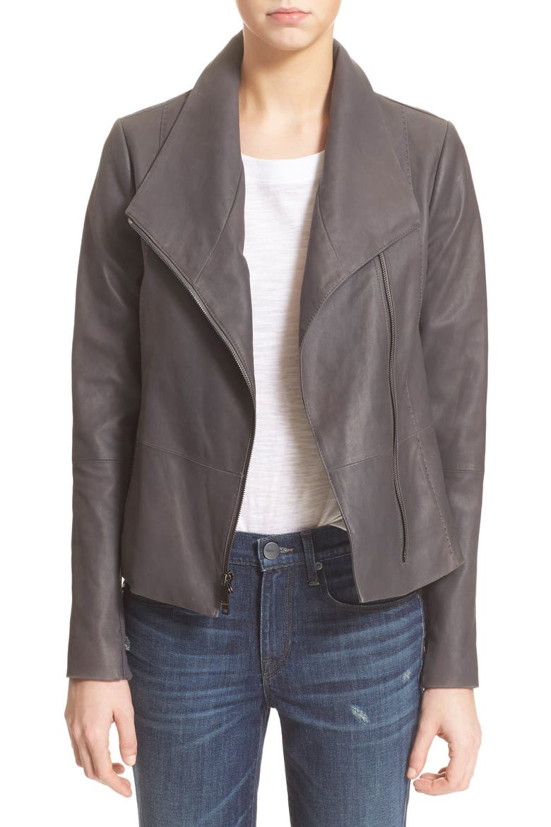 Leather Scuba Jacket, Main, color, IRON