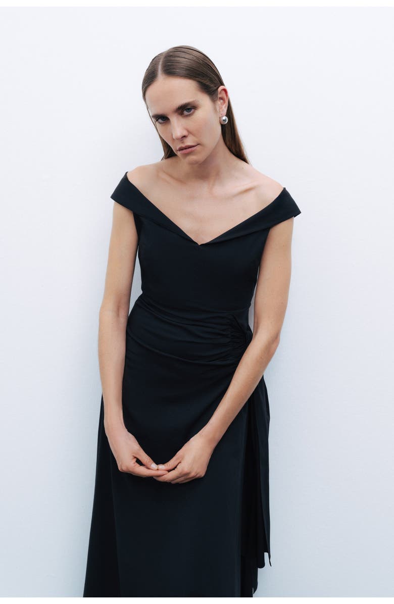 Nocturne Tie Detail Midi Dress, Alternate, color, 