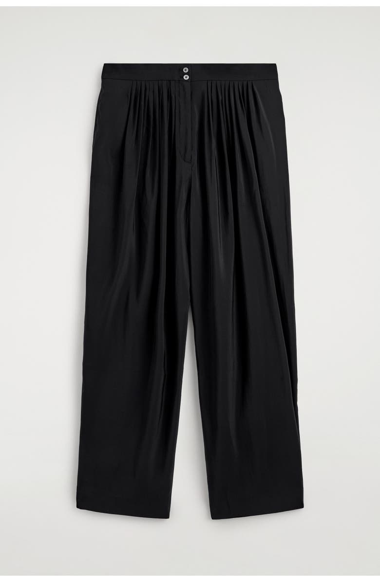 COS Draped Pleated Straight-leg Trousers, Alternate, color, Black