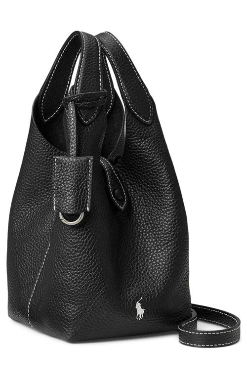 Polo Ralph Lauren Shiny Drum Pebble Leather Crossbody Bag In Black