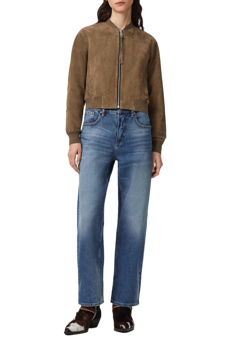 Orten Suede Bomber Jacket, Alternate, color, WALNUT BROWN