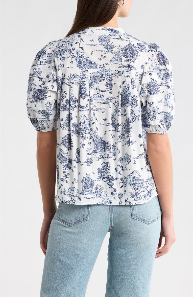 SUGARLIPS Renzo Toile Woven Shirt, Alternate, color, White Blue-Multi