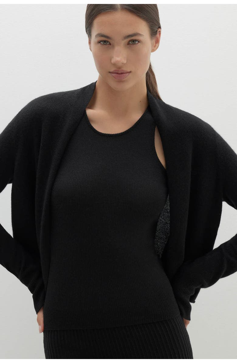 NAKED CASHMERE Juno Cropped Cashmere Cardigan, Alternate, color, Black