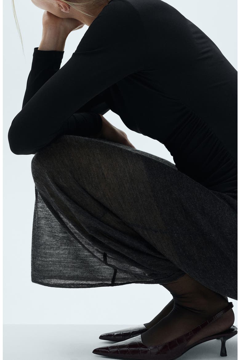 Asymmetric Gathered Long Sleeve Top, Alternate, color, BLACK
