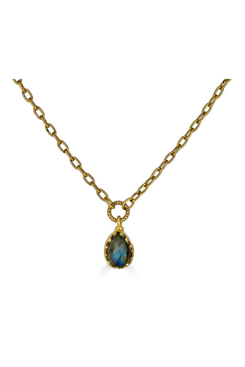 Labradorite Prong Pendant Necklace, Alternate, color, Gold