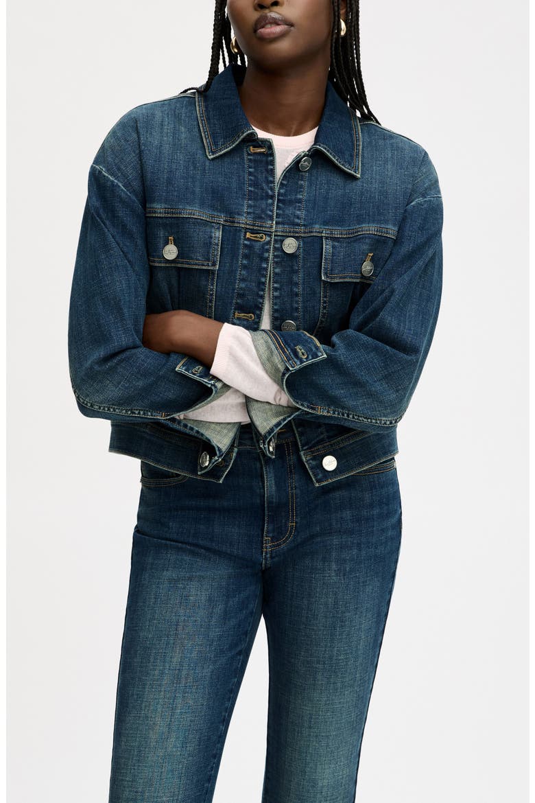 Cinch Waist Denim Jacket, Main, color, BOZEMAN MED WASH