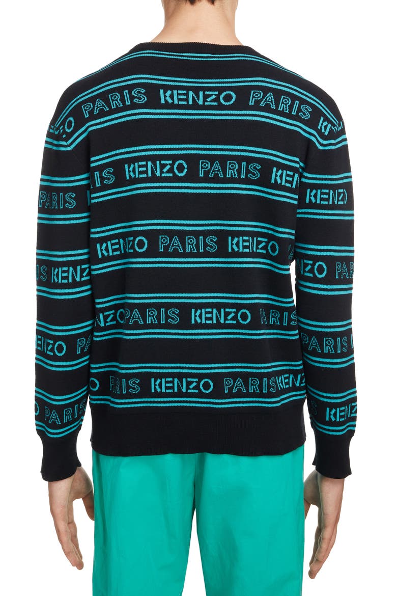 Logo Intarsia Crewneck Sweater, Alternate, color, BLACK