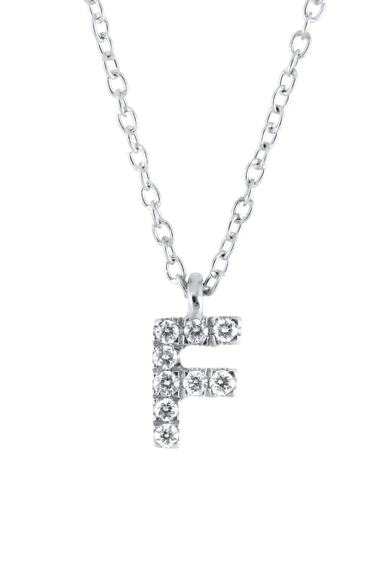 Icon Diamond Initial Pendant Necklace, Alternate, color, 18K WHITE GOLD - F