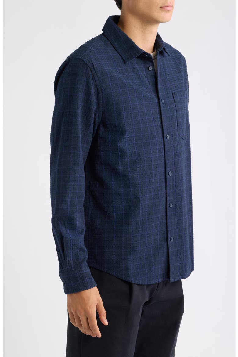 Shelly Check Long Sleeve Cotton Dobby Button-Up Shirt, Alternate, color, NAVY / BLACK