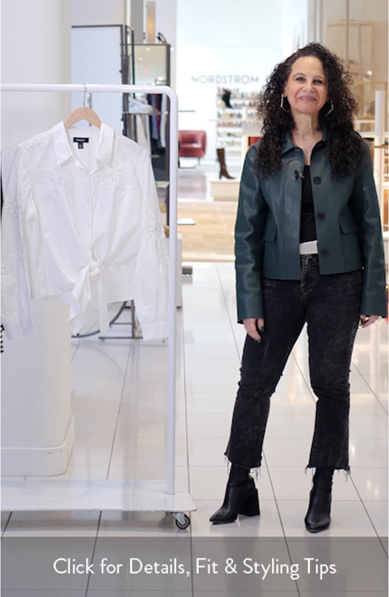 Tie Front Embroidered Button-Up Shirt, sales video thumbnail