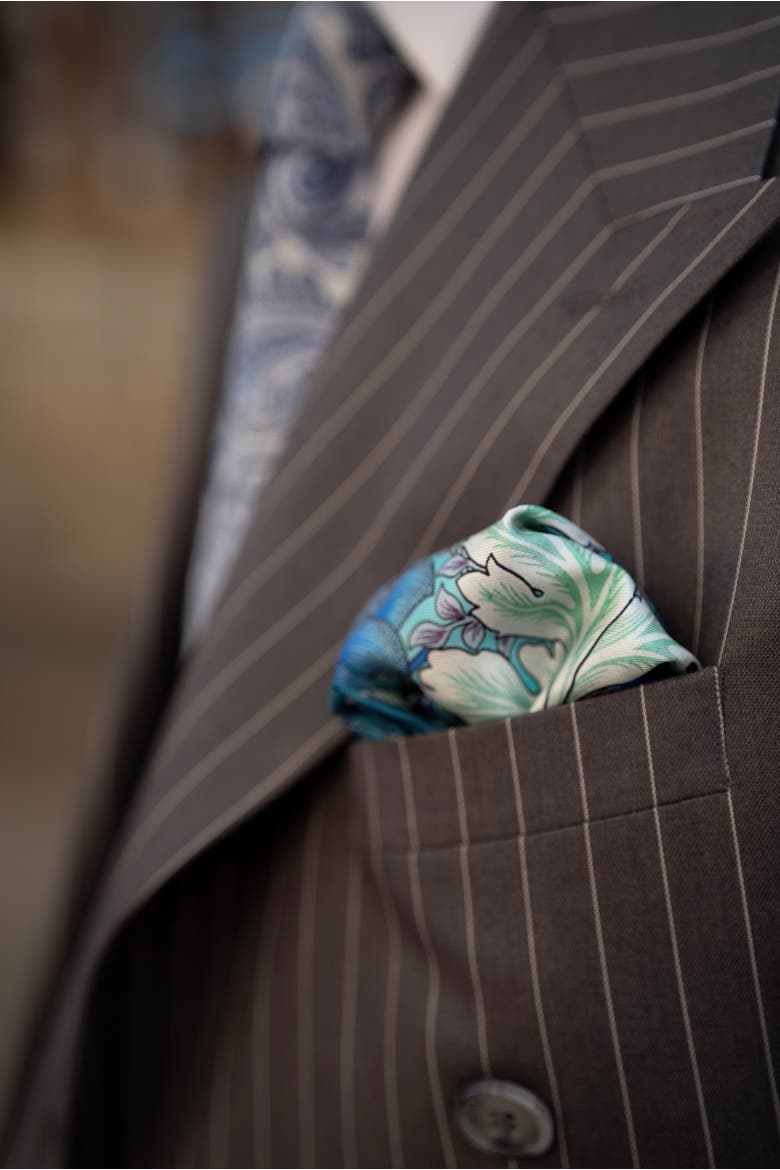 Londra - Silk Pocket Square for Men, Alternate, color, Blue and Mint