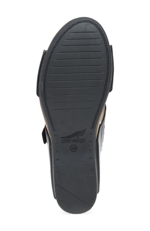 Dansko Shannon Platform Wedge Slide Sandal In Black Burnished Nappa