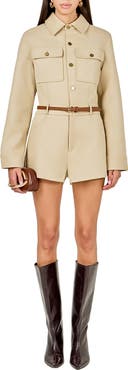 Endless Rose Faux Suede Long Sleeve Romper