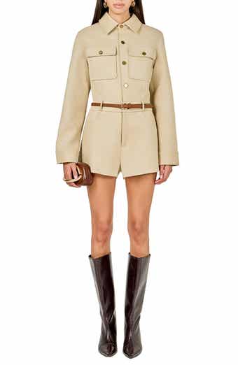 Endless Rose Faux Suede Long Sleeve Romper