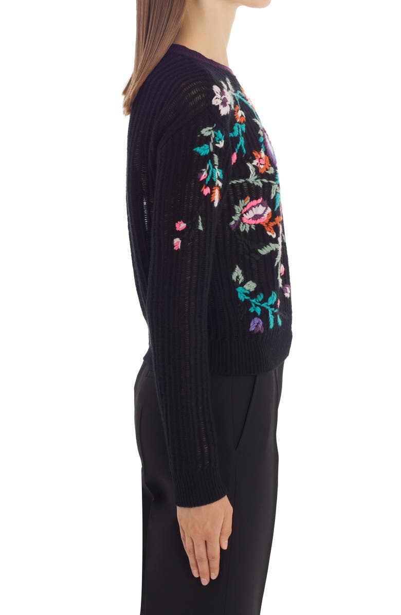 Valentino Garavani Valentino Floral Embroidered Virgin Wool Sweater, Alternate, color, 