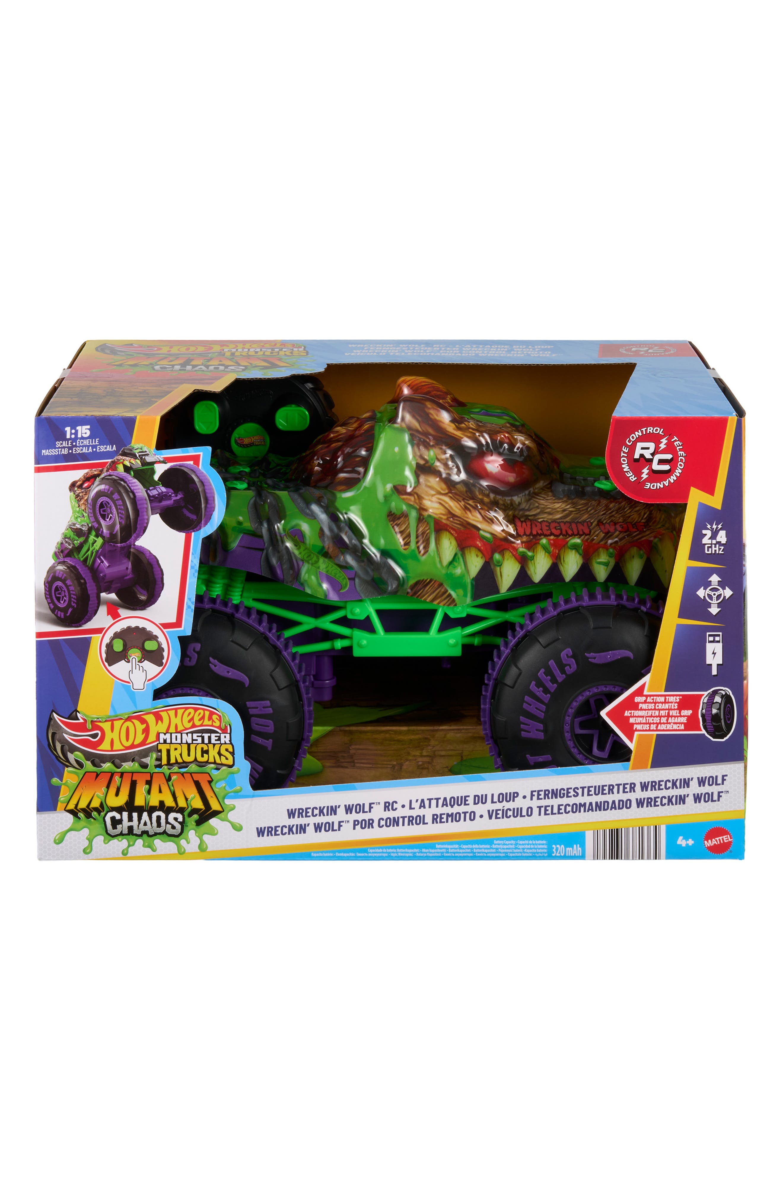Hot Wheels Kids' Mutant Wreckin' Wolf Remote Control Monster Truck ...