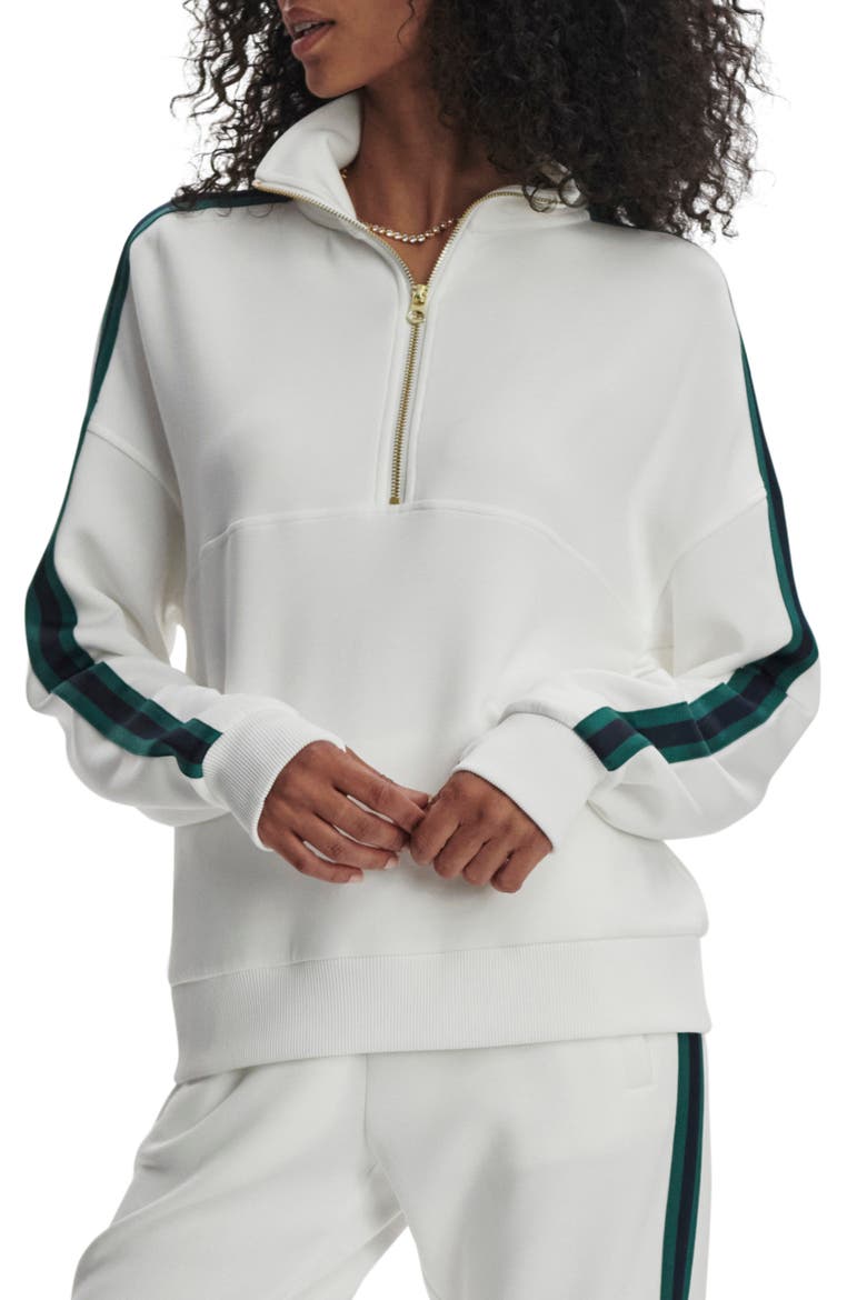 Raymar DoubleSoft® Half Zip Sweatshirt, Alternate, color, WHITE/ NAVY/ FOREST