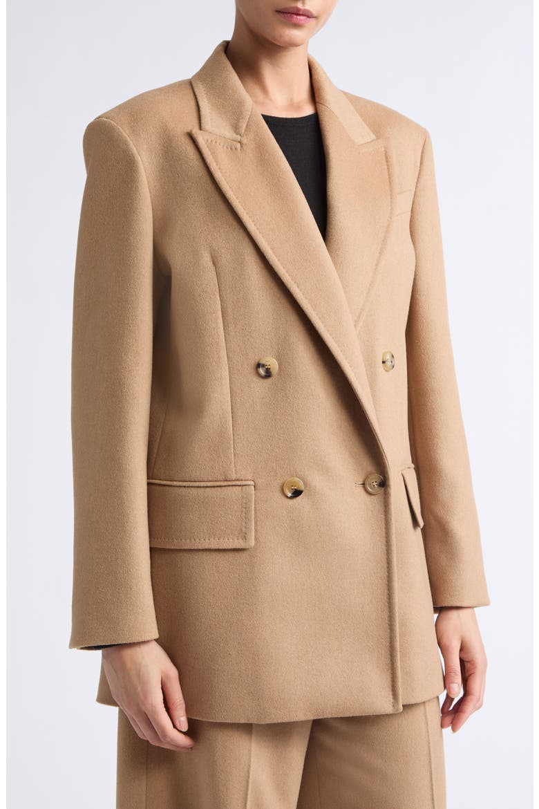 Olimpia Double Breasted Wool Blazer, Alternate, color, CAMEL