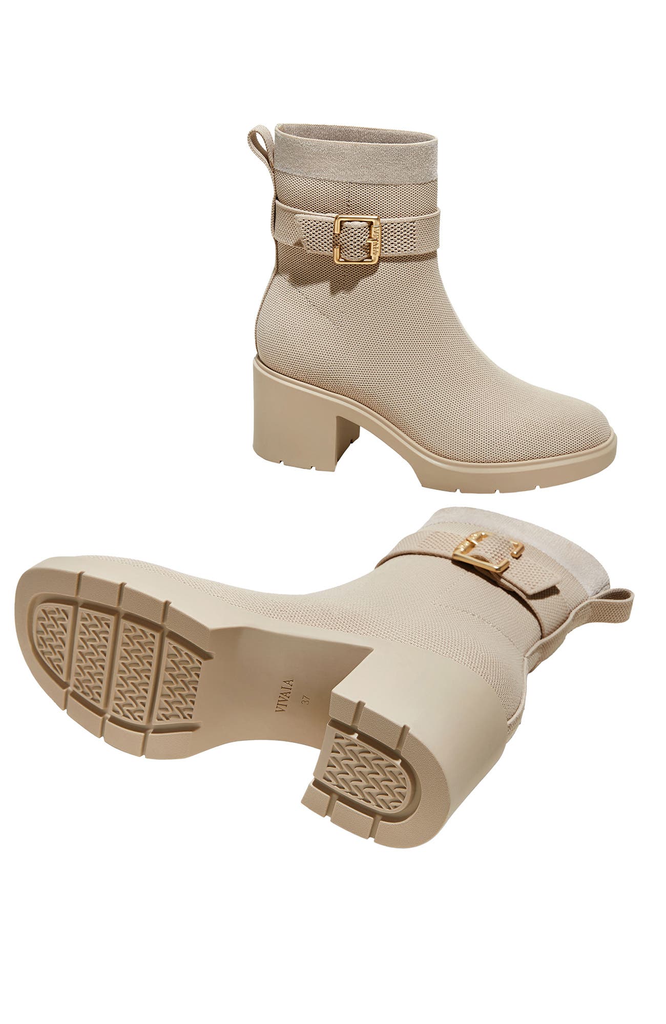 Square-Toe Water-Repellent Heeled Boots, Alternate, color, Almond