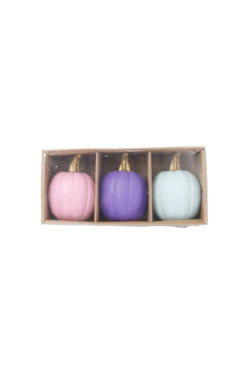 Transpac Set of 3 Multicolor Resin Pumpkin Sculptures Decorative Fall Decor, Alternate, color, Pink