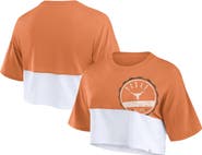 FANATICS Women's Fanatics Branded Texas Orange/White Texas Longhorns Oversized Badge Colorblock Cropped T-Shirt
