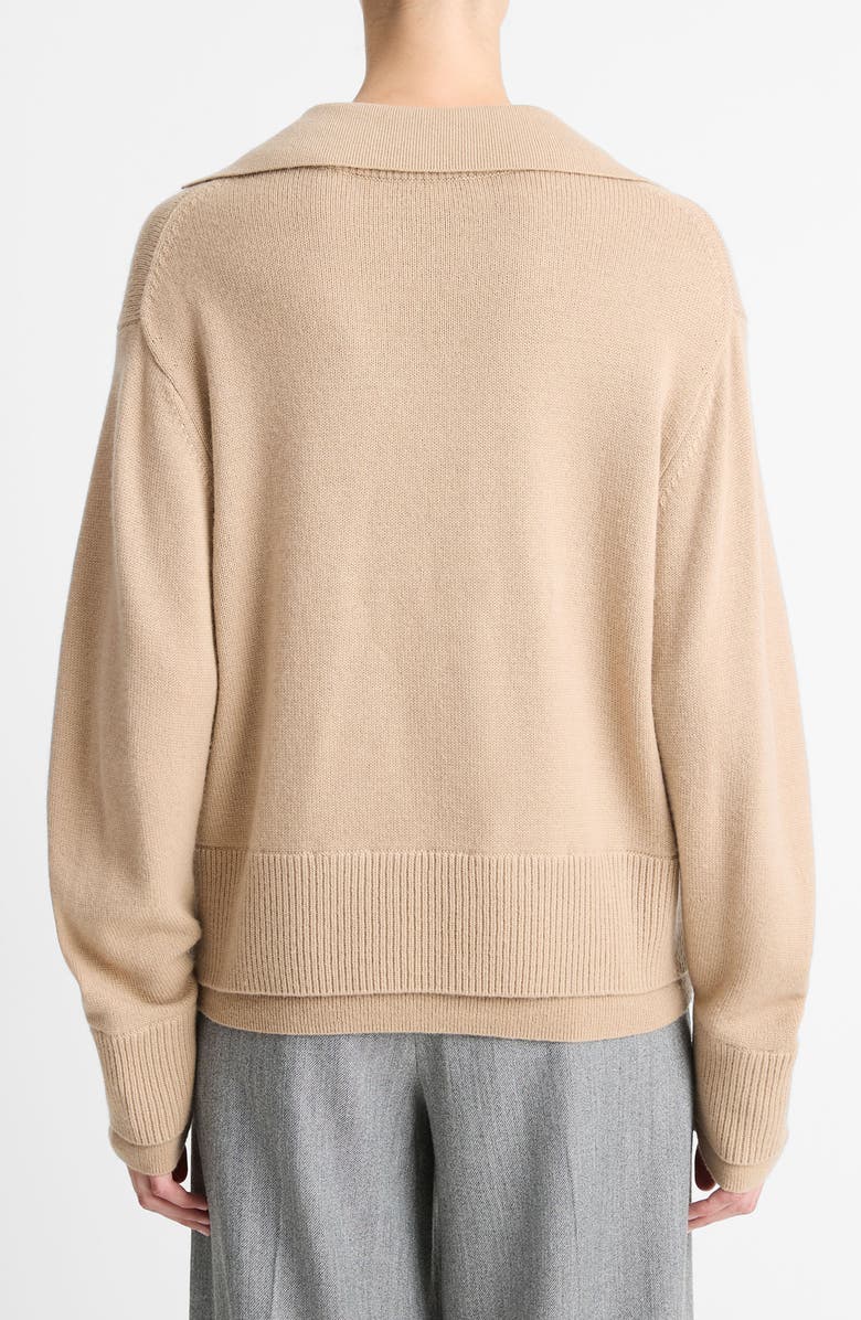 Vince Double Layer Wool & Cashmere Sweater, Alternate, color, Camel