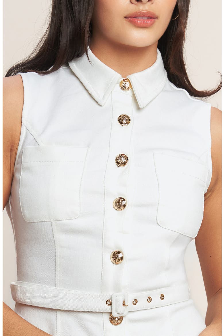 Sleeveless Denim Minidress, Alternate, color, WHITE