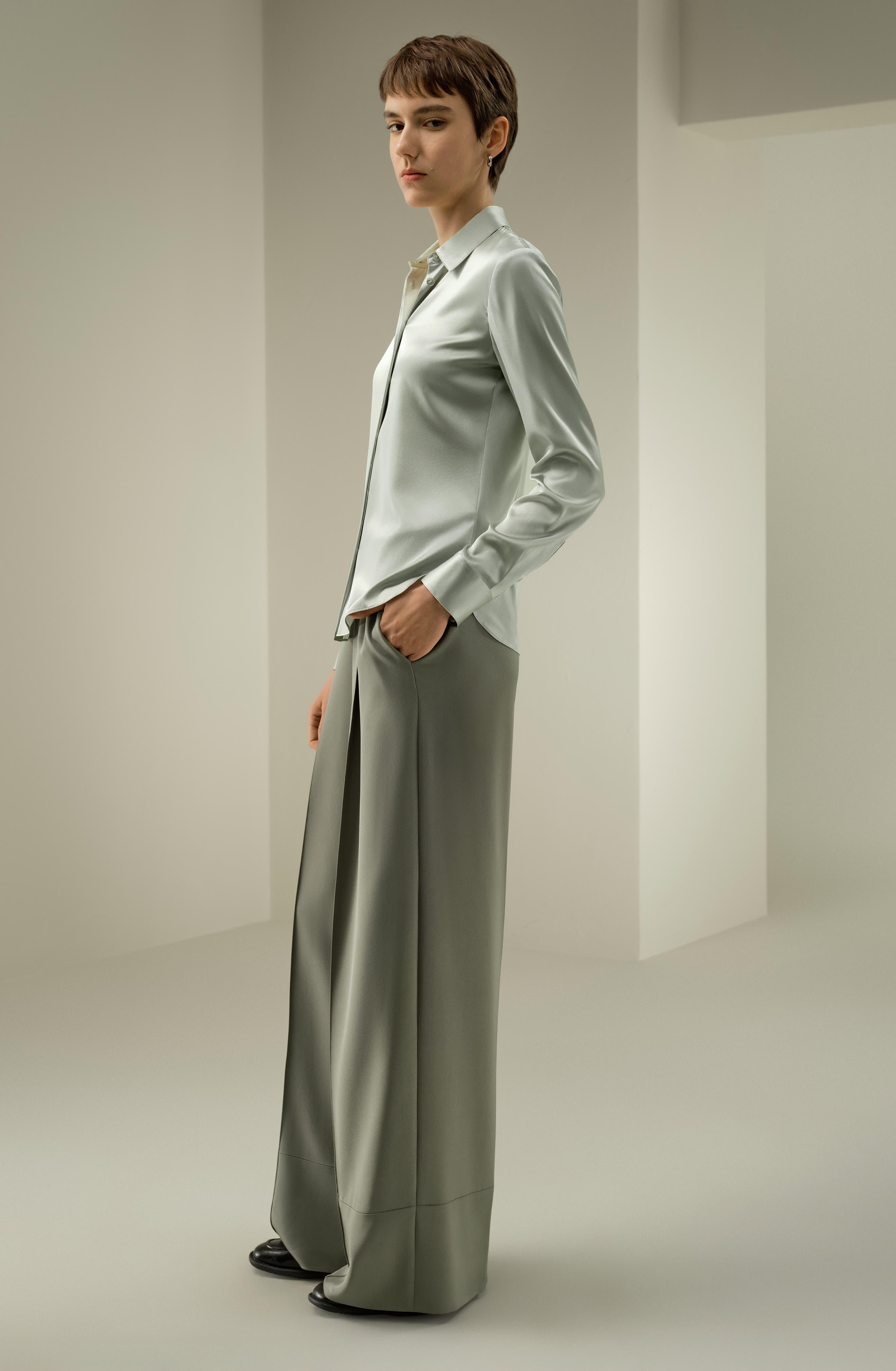 Elegant Silk Slim Fit Shirt - image 2