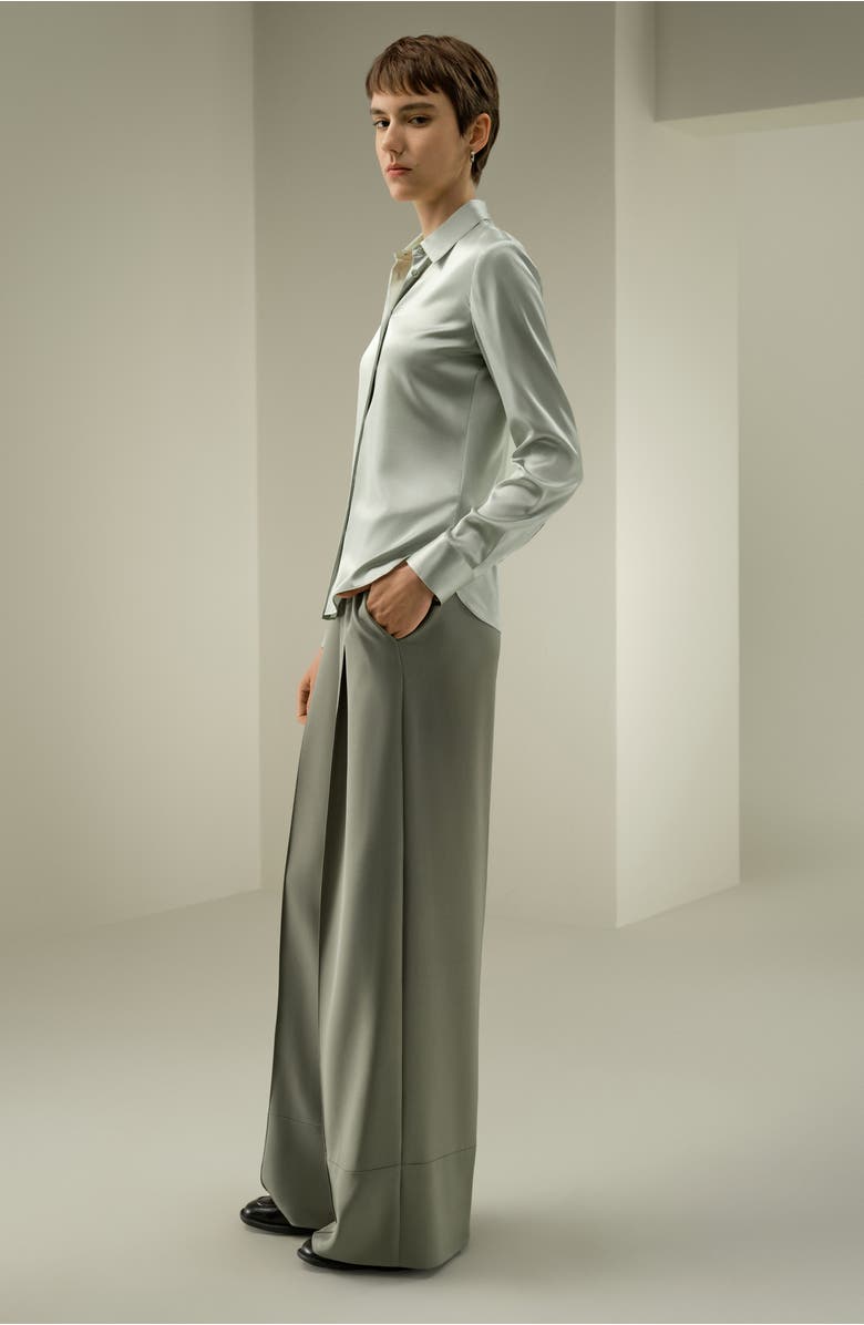 Lilysilk Elegant Silk Slim Fit Shirt, Alternate, color, Silver Sage