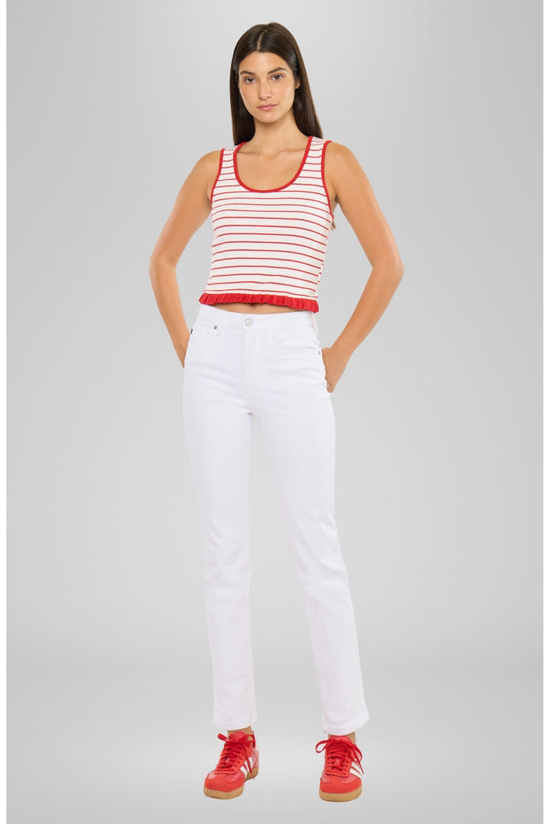 Piper Essentials High Rise Slim Straight Leg Jeans, Alternate, color, White