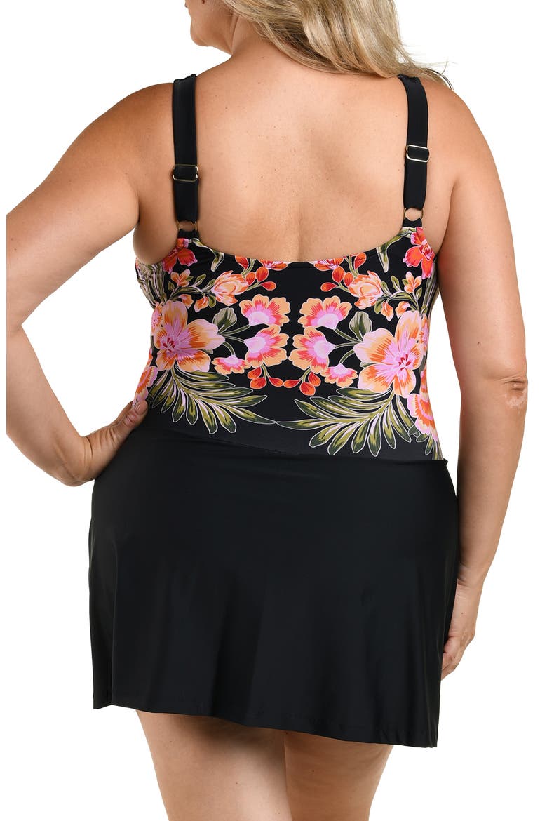 Rainforest Reflection One Piece Swimdress, Alternate, color, BLACK MULTI