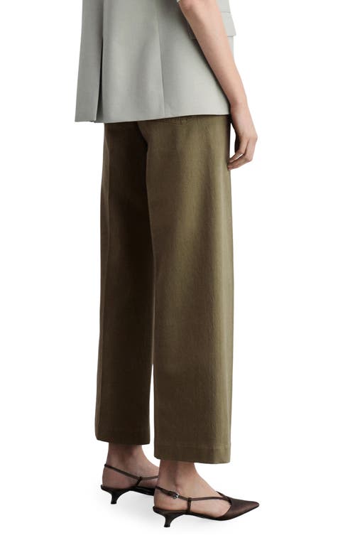 Mango Patch Pocket High Waist Wide Leg Jeans In Khaki Green