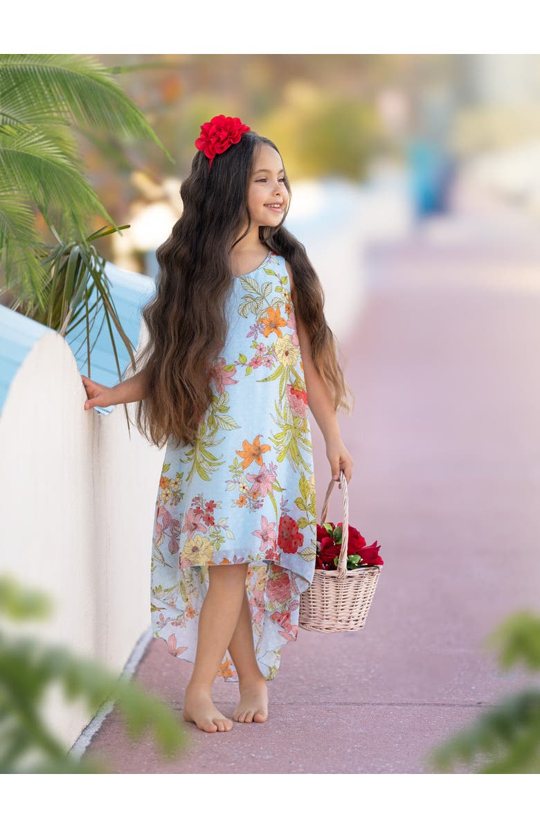 Mia Belle Girls Girls Paradise Dreams Sleeveless Hi-Lo Dress, Alternate, color, Blue