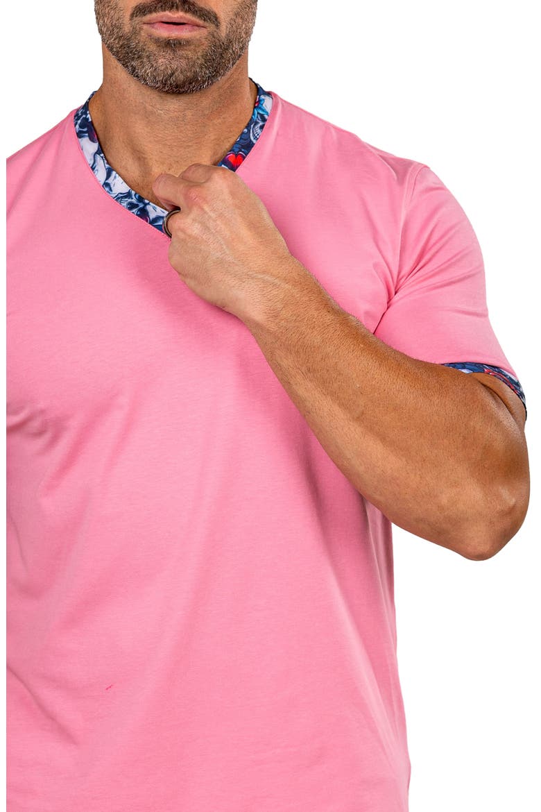Edison Marthyr1101 Pink Cotton V-Neck T-Shirt, Alternate, color, PINK