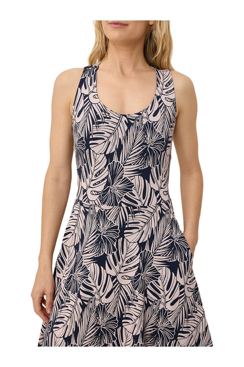 Organic Cotton Fit & Flare Open Back Maxi Dress, Alternate, color, Midnight Blue Palms